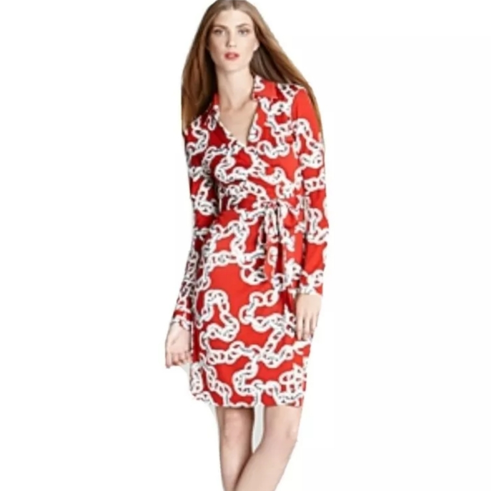 DVF Diane Von Furstenberg Red Wrap Dress 8